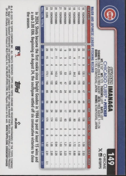 Shota Imanga 2025 Topps Chrome Sepia Refractor #149