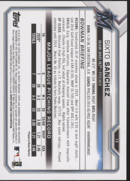Sixto Sanchez 2021 Bowman RC #13