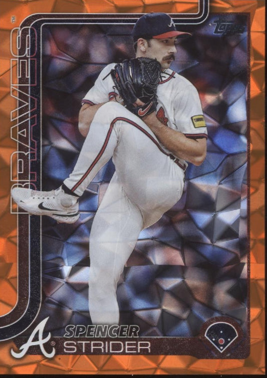 Spencer Strider 2025 Topps Series 2 Orange Diamante Holo 08/25 #579
