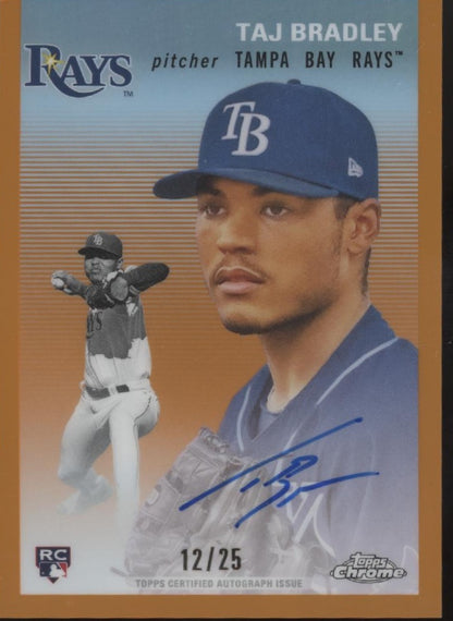 Taj Bradley 2023 Topps Chrome Platinum Orange Refractor RC Auto 12/25 #CPA-TB
