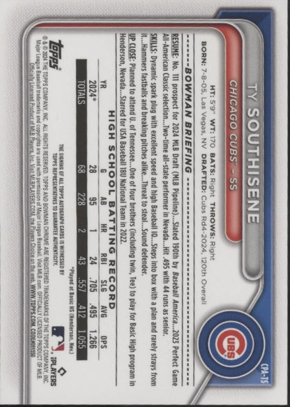 Ty Southisene 2024 Bowman Chrome Auto #CPA-TS