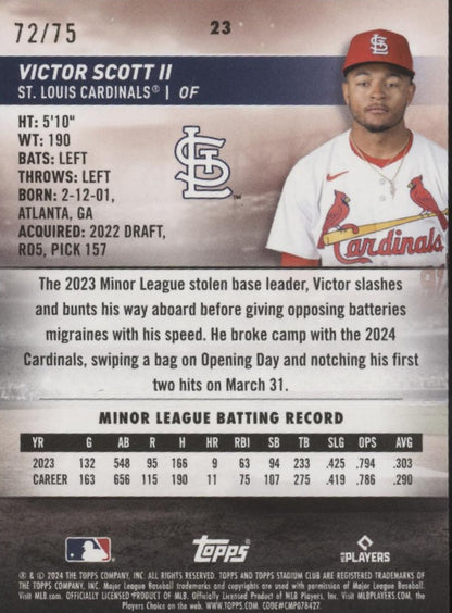 Victor Scott II 2024 Topps Stadium Club Purple RC 72/75 #23