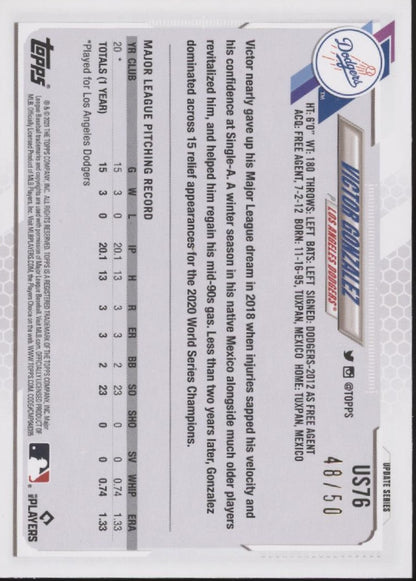 Victor Gonzalez 2021 Topps Update Series Father’s Day Powder Blue RC 48/50