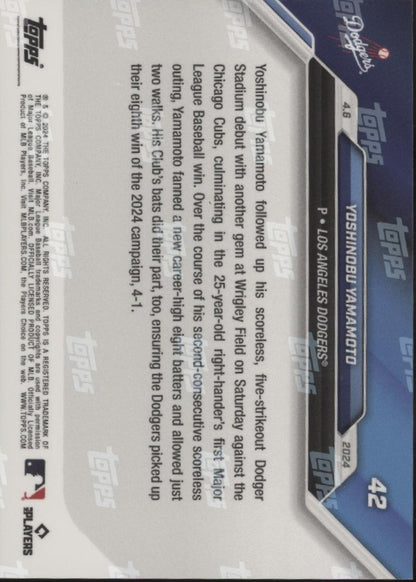 Yoshinobu Yamamoto 2024 Topps Now RC #42 #8