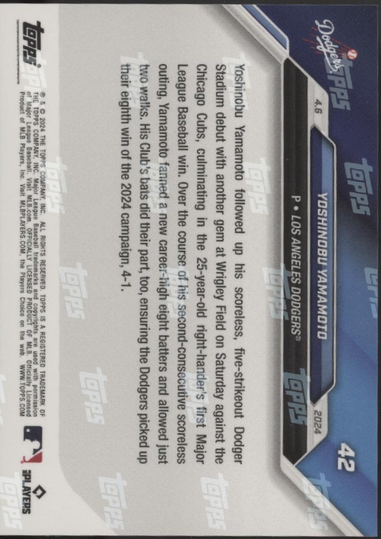 Yoshinobu Yamamoto 2024 Topps Now RC #42 #3
