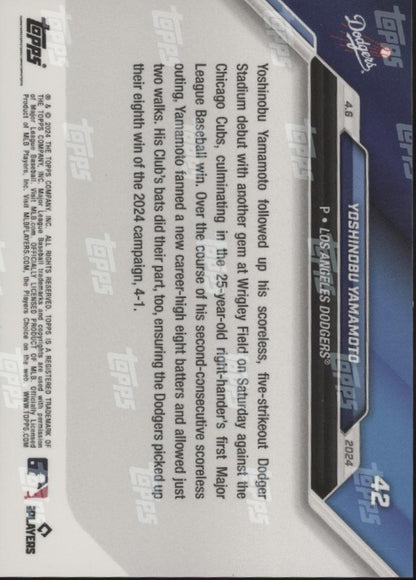 Yoshinobu Yamamoto 2024 Topps Now RC #42 #5