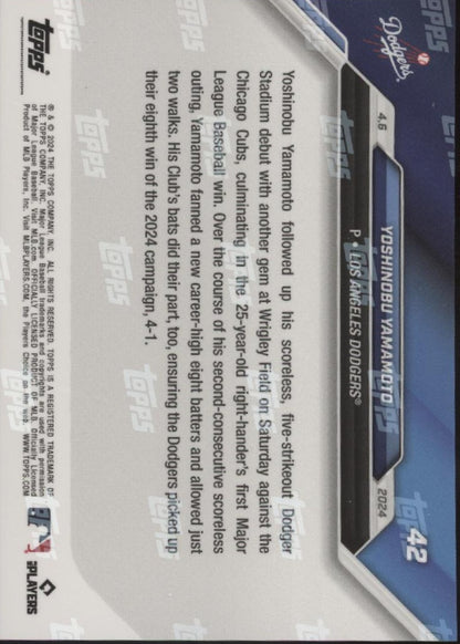 Yoshinobu Yamamoto 2024 Topps Now RC #42 #6