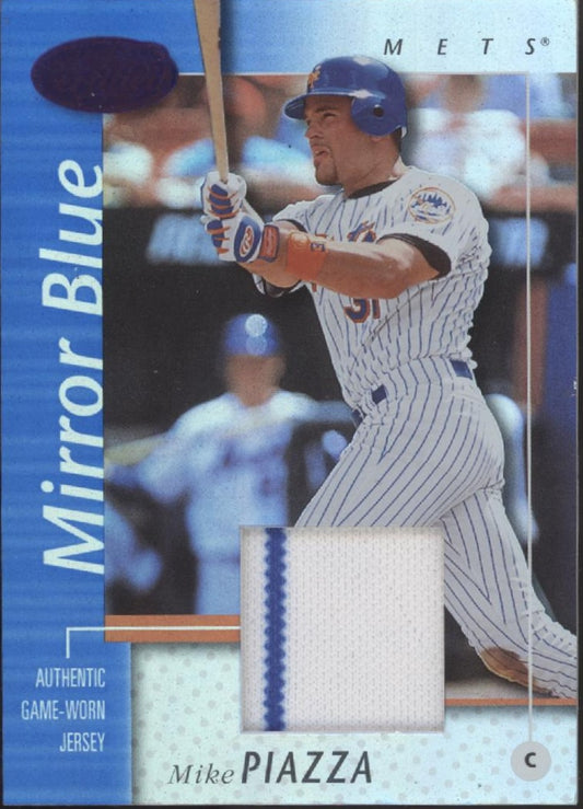 Mike Piazza 2002 Leaf Certified Mirror Blue Swatch 61/75 #92