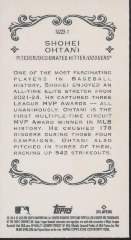 Shohei Ohtani 2025 Topps Allen & Ginter Mini #N222-1