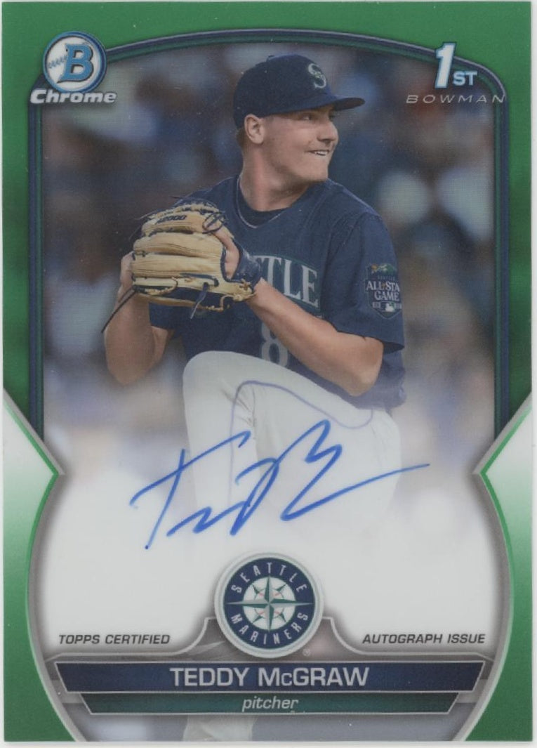 Teddy McGraw 2023 Bowman Chrome Green Refractor Auto 10/99 #CDA-TM