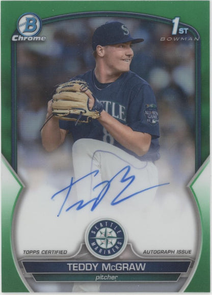 Teddy McGraw 2023 Bowman Chrome Green Refractor Auto 10/99 #CDA-TM