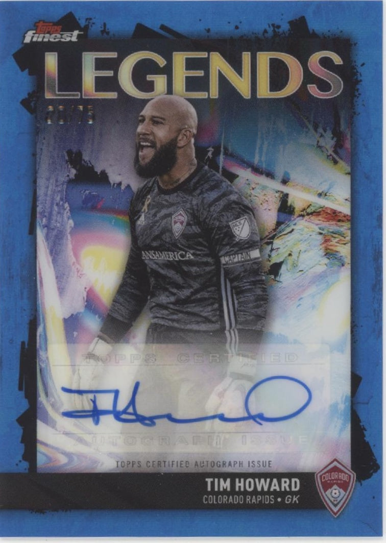Tim Howard 2024 Topps Finest MLS Legends Blue Refractor Auto 20/75 #FLA-TL