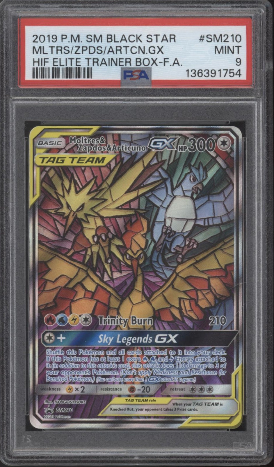 Moltres & Zapdos & Articuno GX Pokemon Hidden Fates ETB Full Art PSA 9 #3