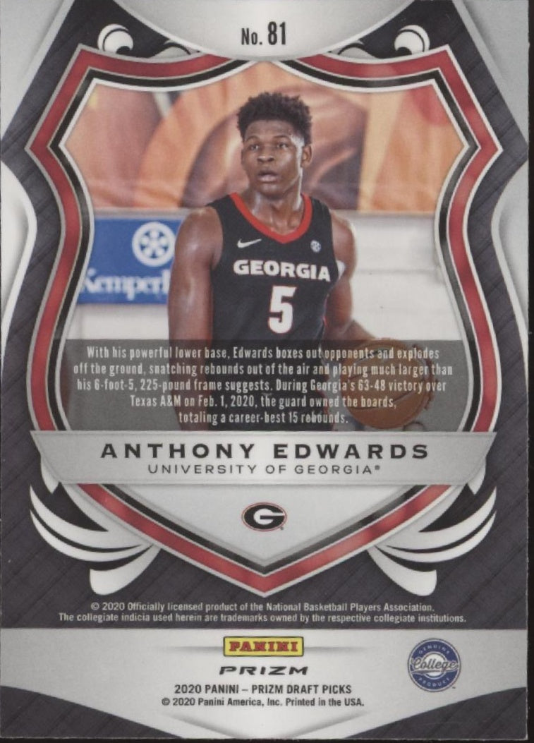 Anthony Edwards 2020 Panini Prizm Draft Picks Crusade Green Prizm RC #81