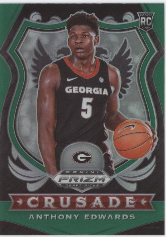 Anthony Edwards 2020 Panini Prizm Draft Picks Crusade Green Prizm RC #81