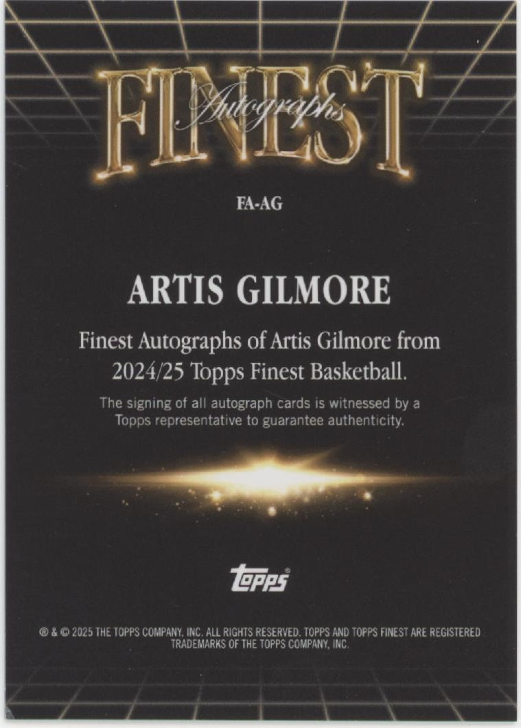 Artis Gilmore 2024-25 Topps Finest Blue Refractor Auto 35/99 #FA-AG