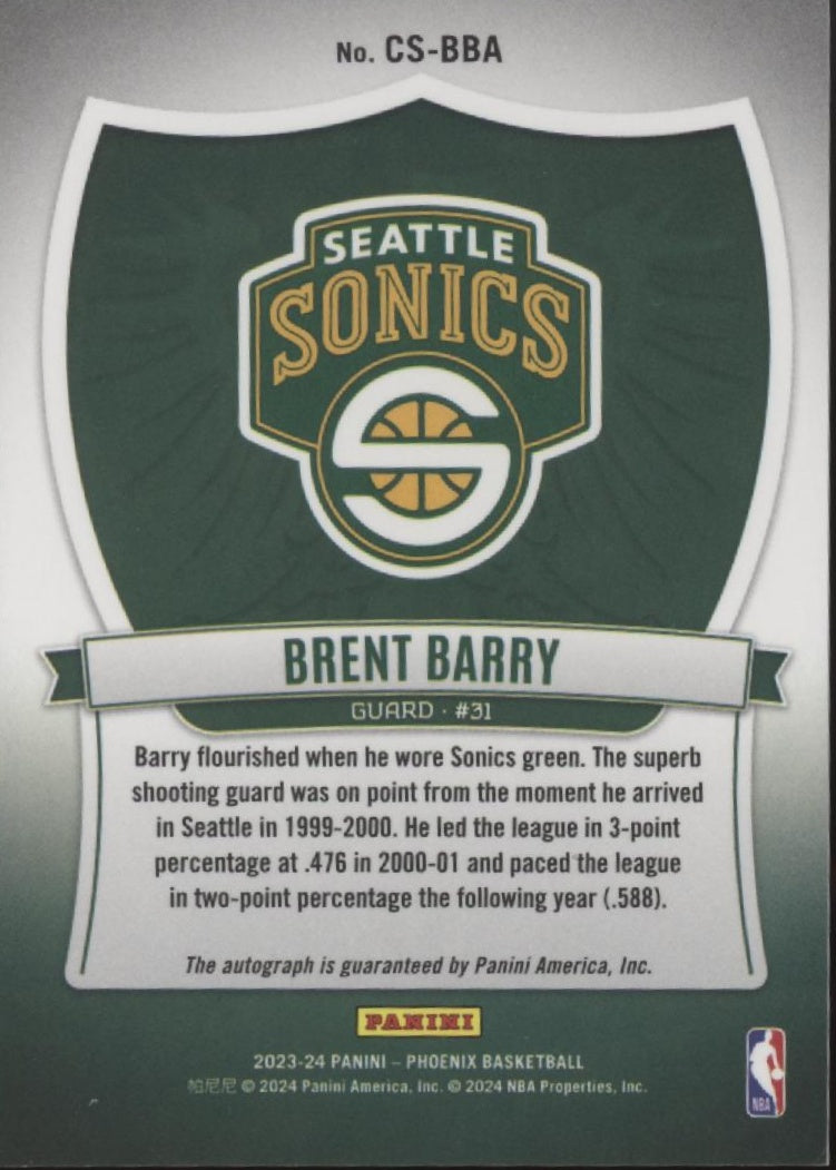 Brent Barry 2023-24 Panini Phoenix Crusade Prizm Auto #CS-BBA