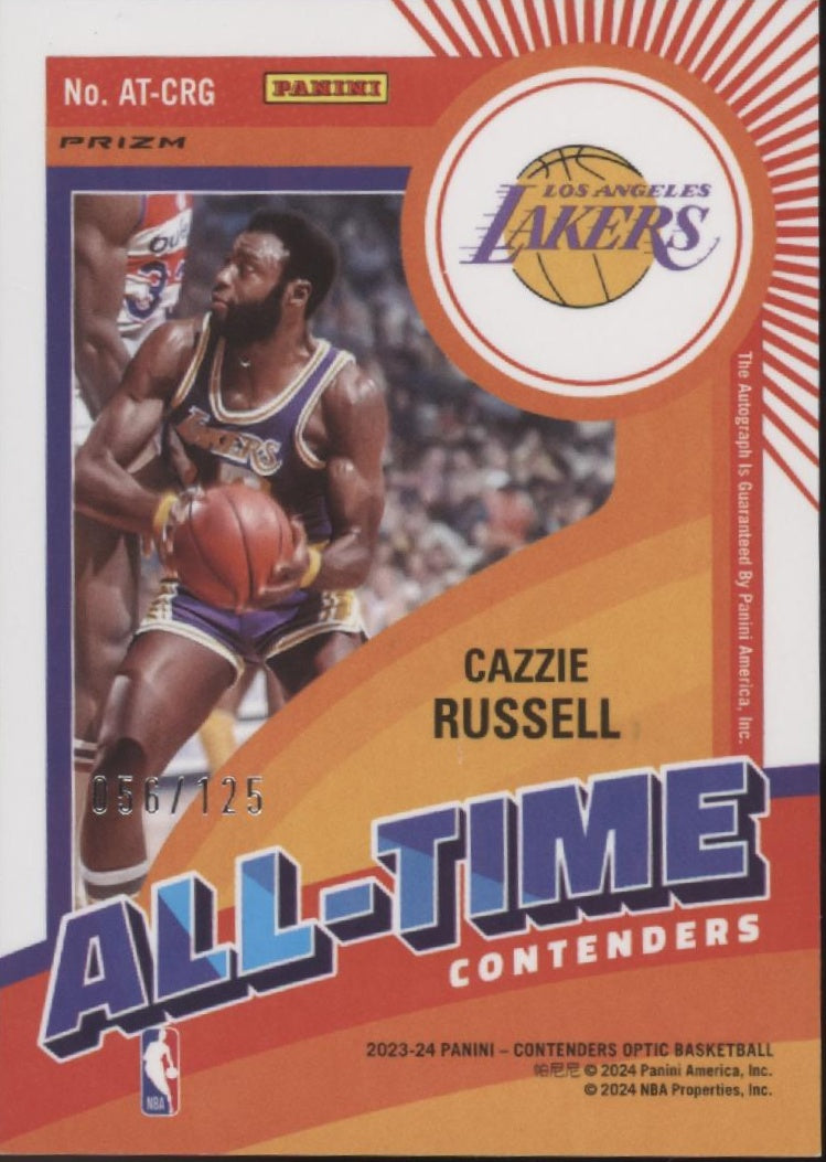 Cazzie Russell 2023-24 Panini Contenders Optic All-Time Prizm Auto 056/125