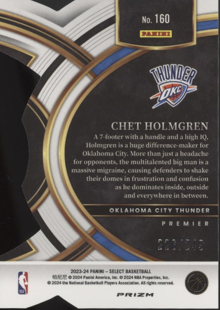 Chet Holmgren 2023-24 Panini Select Die-Cut Blue Prizm 226/249 #160