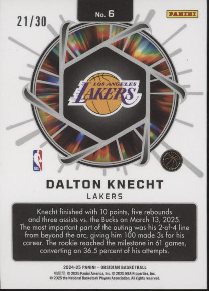 Dalton Knecht 2024-25 Obsidian Supernova Electric Etch Blue Flood Prizm RC 21/30
