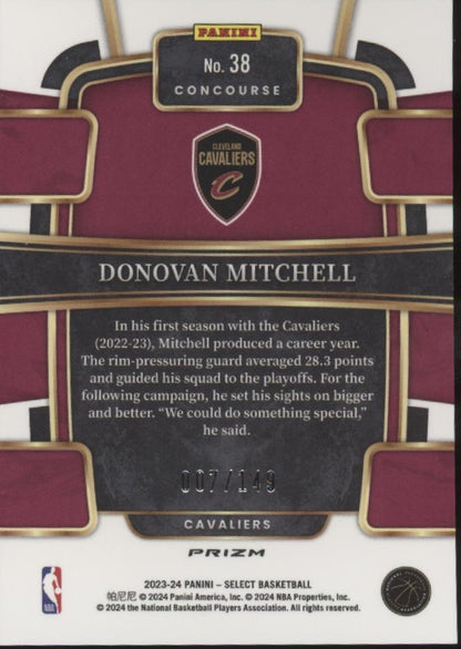 Donovan Mitchell 2023-24 Panini Select White Prizm 007/149 #38