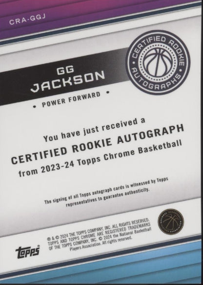 GG Jackson 2023-24 Topps Chrome Certified Rookie RC Auto #CRA-GGJ