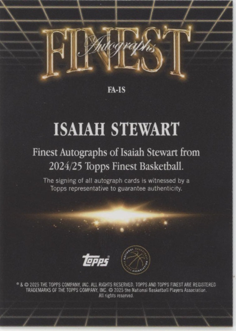 Isaiah Stewart 2024-25 Topps Finest Auto #FA-IS