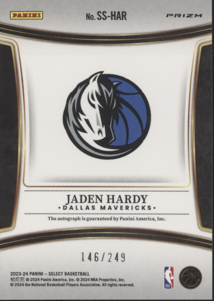Jaden Hardy 2023-24 Panini Select Prizm Auto 146/249 #SS-HAR