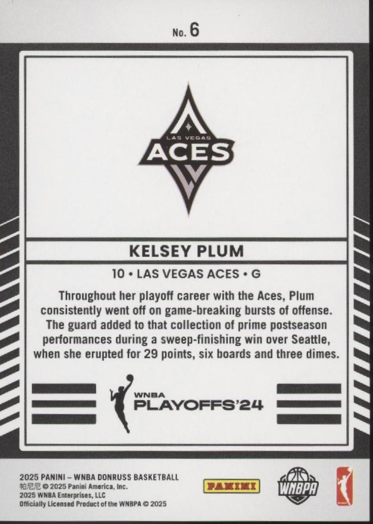Kelsey Plum 2025 Panini WNBA Donruss Road to the Finals Holo 082/499 #6