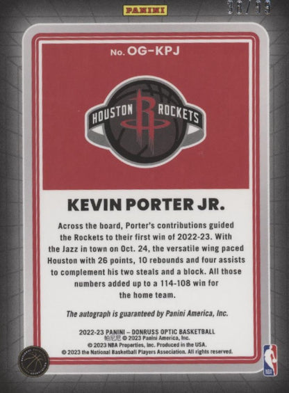 Kevin Porter Jr. 2022-23 Panini Donruss Optic Opti-Graphs Auto 38/99 #OG-KPJ