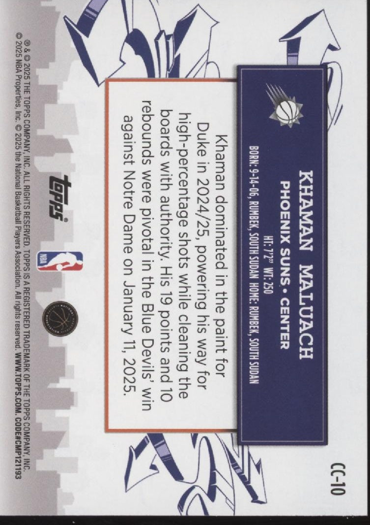 Khaman Maluach 2024-25 Topps Clutch City Prospects RC #CC-10