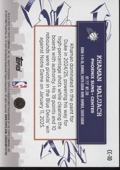 Khaman Maluach 2024-25 Topps Clutch City Prospects RC #CC-10