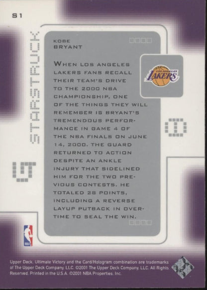 Kobe Bryant 2001 Upper Deck Ultimate Victory Starstruck #S1