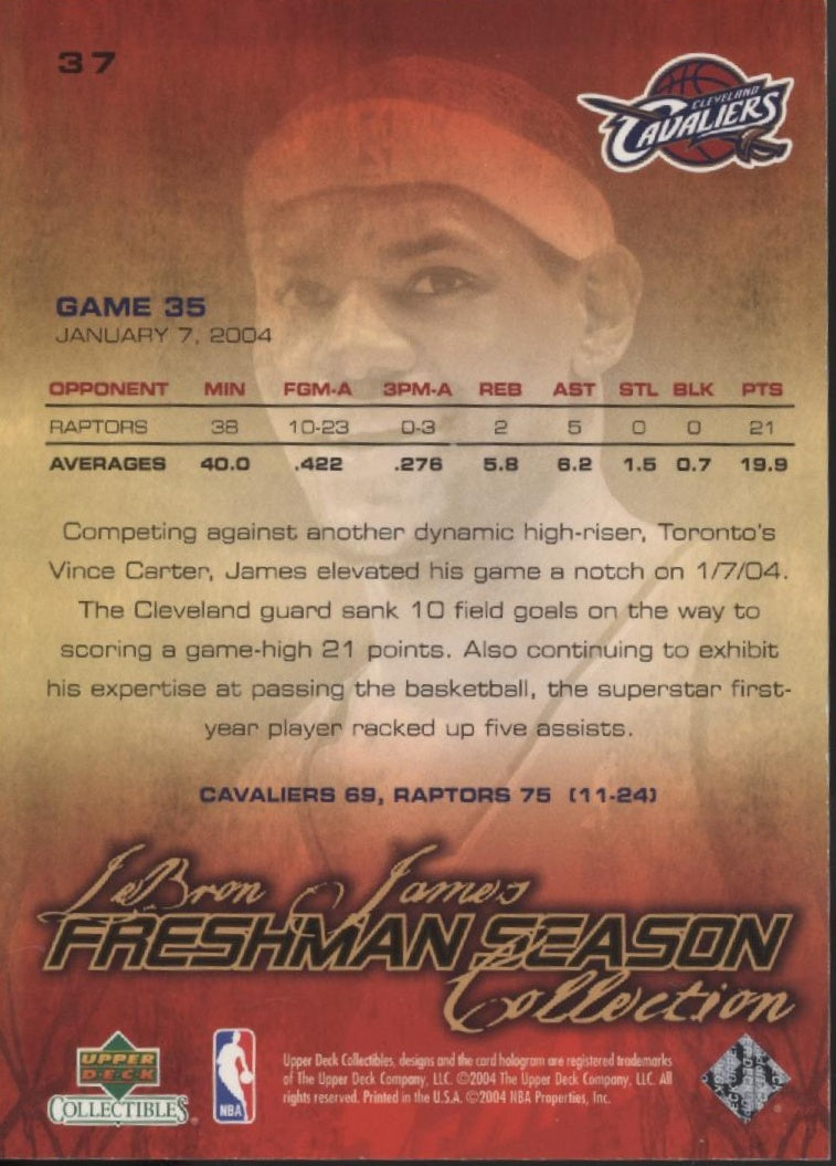 LeBron James 2004 Upper Deck Collectibles Freshman Season #37