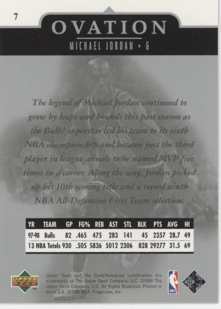 Michael Jordan 1998-99 Upper Deck Ovation #7