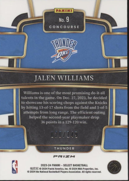 Jalen Williams 2023-24 Panini Select White Prizm 020/149 #9