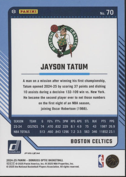 Jayson Tatum 2024-25 Panini Donruss Optic Xfractor Prizm #70