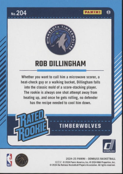 Rob Dillingham 2024-25 Panini Donruss Rated Rookie Red Mojo Prizm RC 41/99 #204