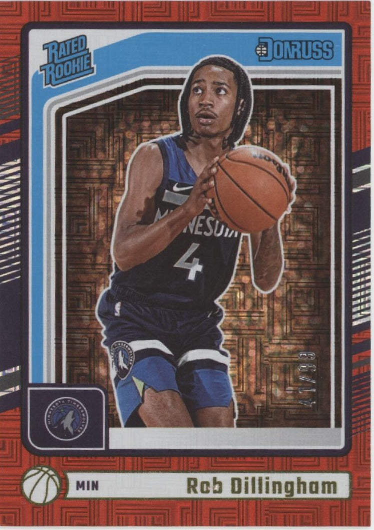 Rob Dillingham 2024-25 Panini Donruss Rated Rookie Red Mojo Prizm RC 41/99 #204
