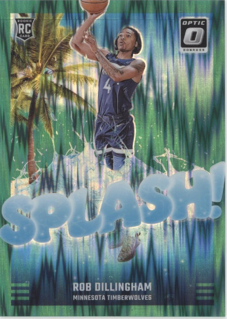 Rob Dillingham 2024-25 Panini Donruss Optic Splash! Green Shock Prizm RC 100/149