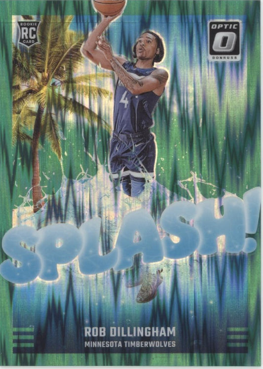 Rob Dillingham 2024-25 Panini Donruss Optic Splash! Green Shock Prizm RC 100/149