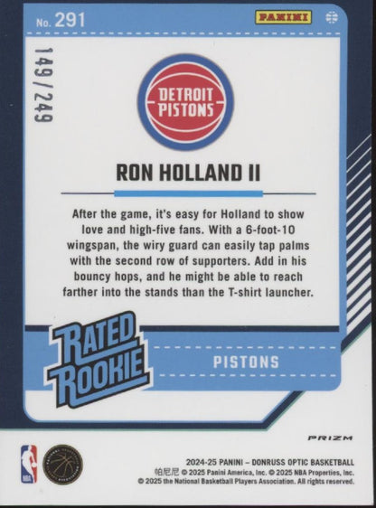Ron Holland II 2024-25 Donruss Optic Rated Rookie Green Hyper Prizm RC 149/249