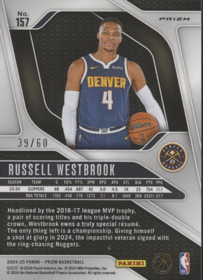 Russell Westbrook 2024-25 Panini Prizm Orange Wave Prizm 39/60 #157