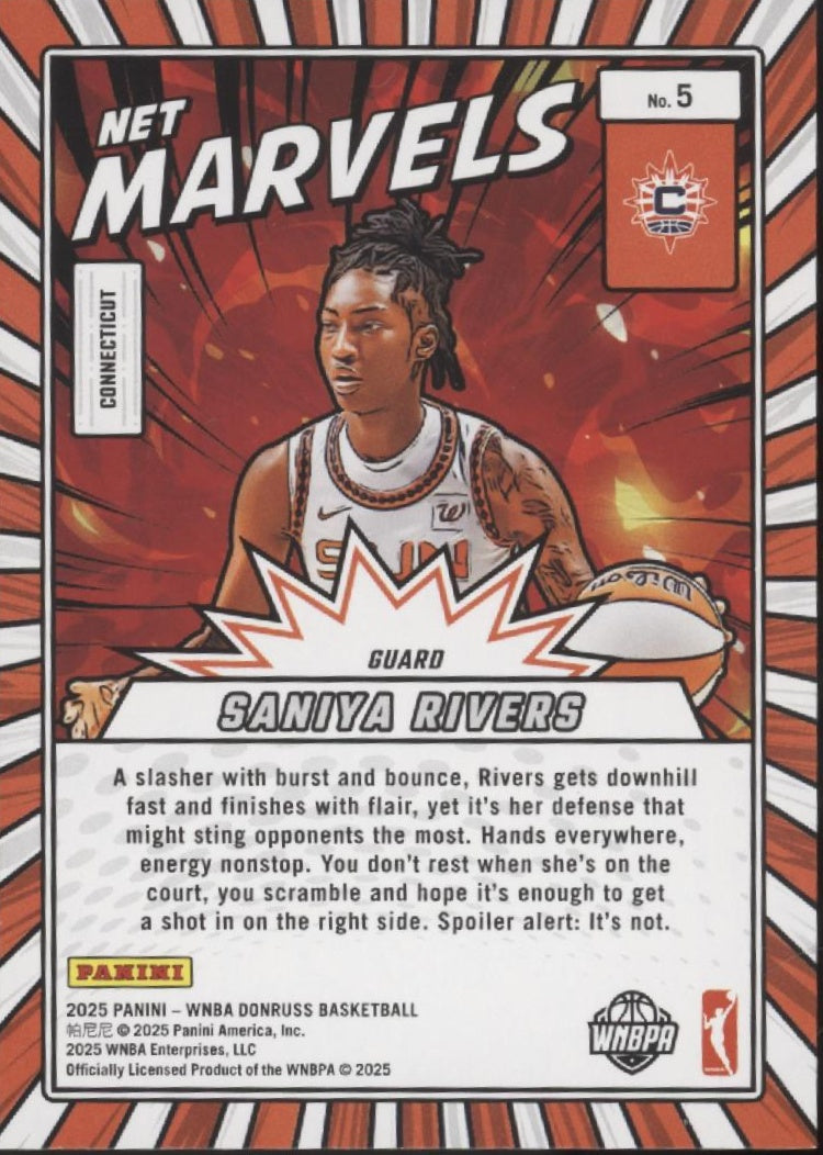 Saniya Rivers 2025 Panini WNBA Donruss Net Marvels RC #5