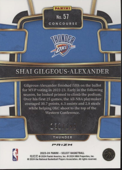 Shai Gilgeous-Alexander 2023-24 Panini Select Red Prizm 131/199 #57
