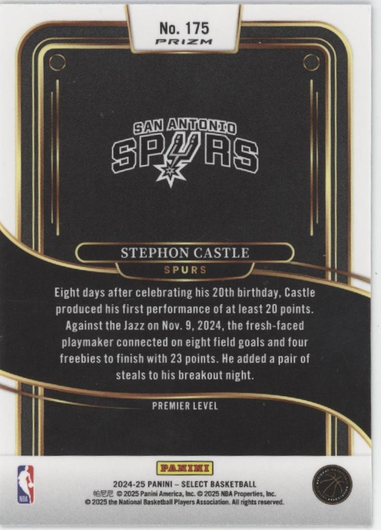 Stephon Castle 2024-25 Panini Select Blue Prizm RC #175
