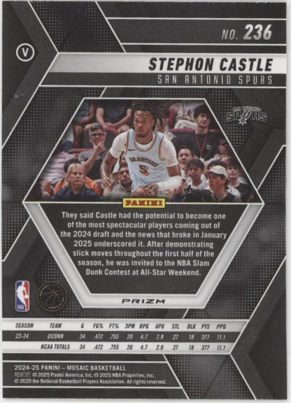 Stephon Castle 2024-25 Panini Mosaic Fast Break Prizm RC #236