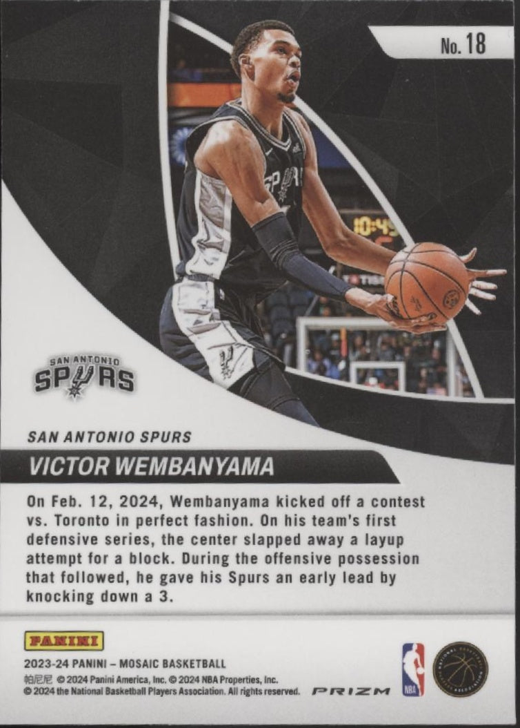 Victor Wembanyama 2023-24 Panini Mosaic Elevate Green Prizm RC #18