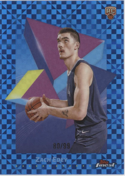 Zach Edey 2024-25 Topps Finest Blue Xfractor Refractor RC 80/99 #48