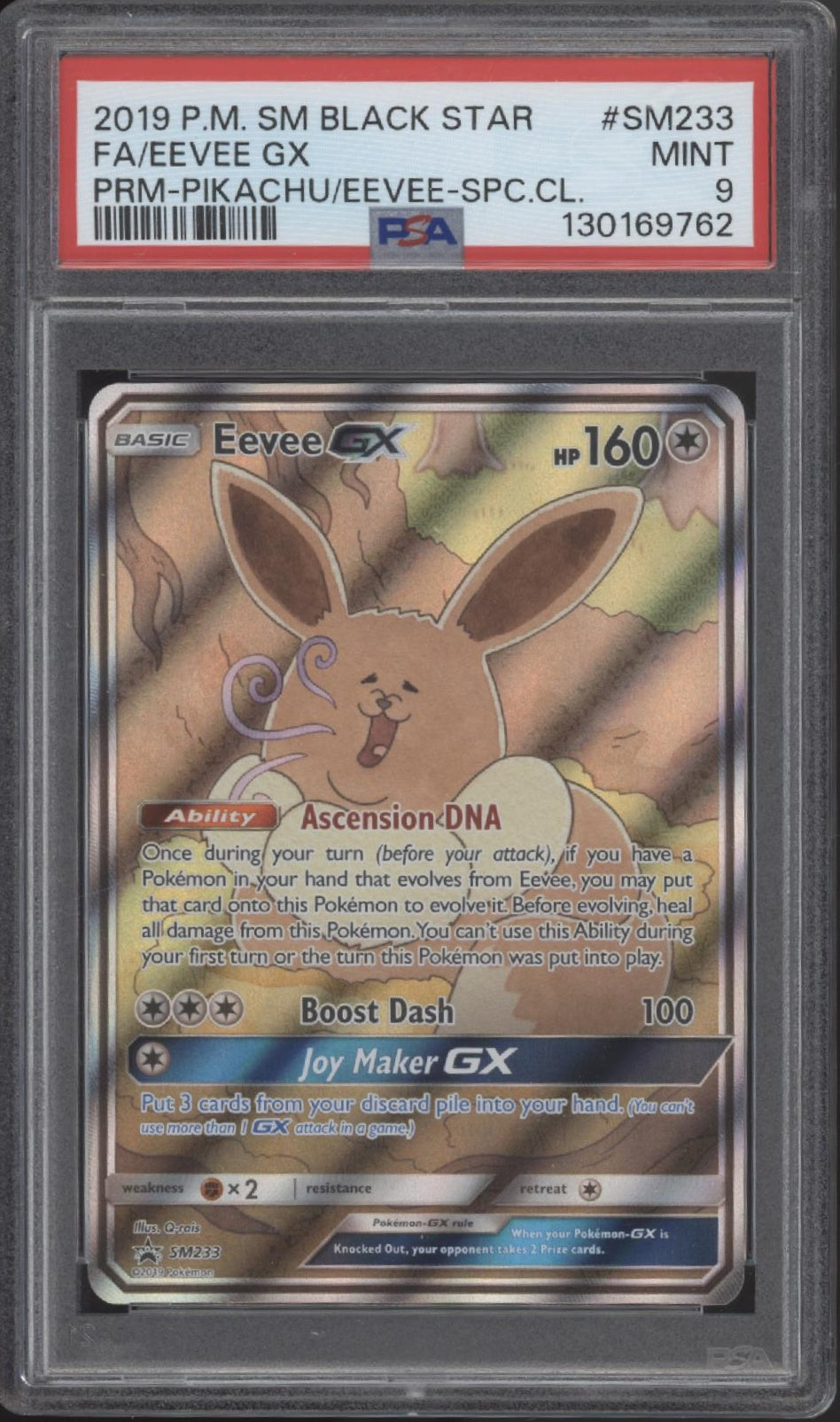 Eevee GX Pokemon Pikachu & Eevee Special Collection Full Art #SM233 PSA 9